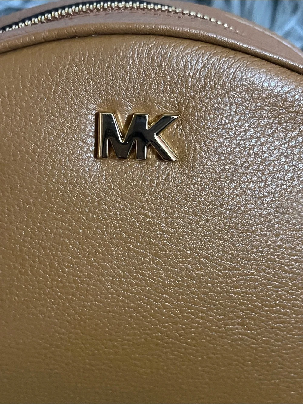 Michael Kors Cognac Pebbled Leather Dome Crossbody with Gold Hardware